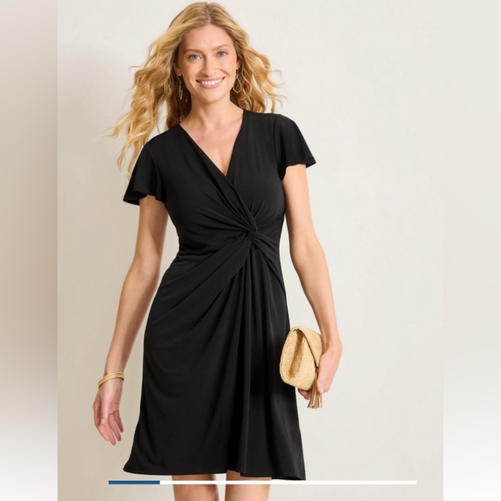 Classic Black Faux Wrap Dress